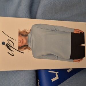 L: UP! Tencel Mock Neck Sweater light blue